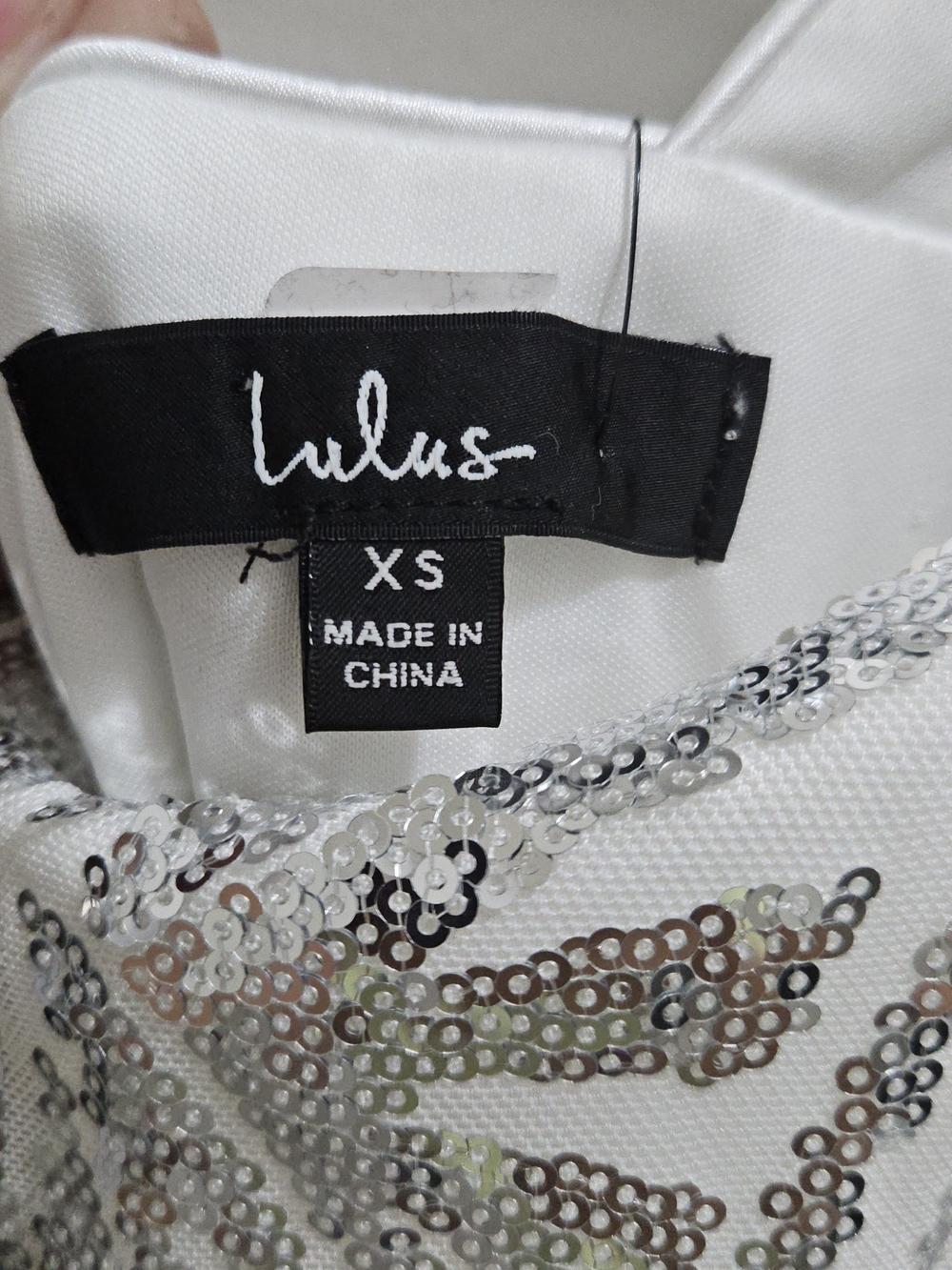 Lulus White Silver Sequin Art Deco Midi Dress XS NWT - Picture 4 of 8